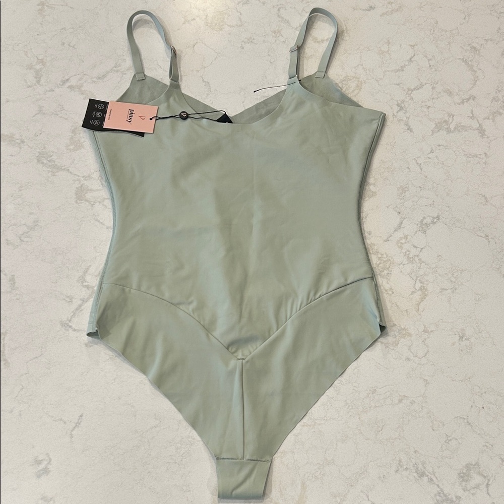 Pinsy Bonded Spaghetti Shapesuit V-Neck Cheeky Shapewear Sage Green Large - Picture 6 of 13